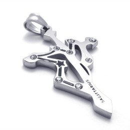 Titanium Sagittarius Pendant With Rhinestones