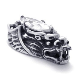 Dragon Head Titanium Pendant With Zircon