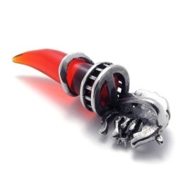Titanium Pendant With Red Wolf Tooth