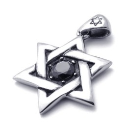 Titanium Lucky Star Pendant With Black Zircon
