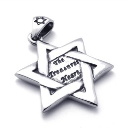 Titanium Lucky Star Pendant With Black Zircon