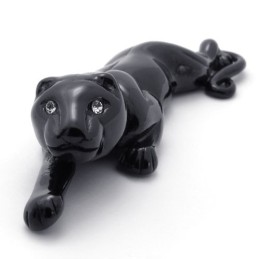 Black Lion Titanium Pendant With Rhinestones