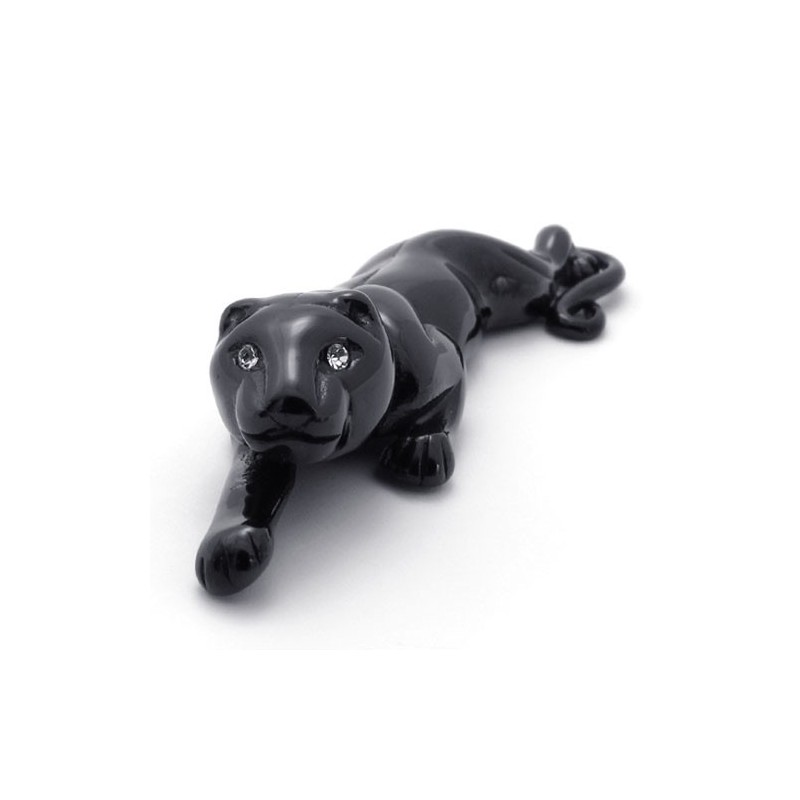 Black Lion Titanium Pendant With Rhinestones Black Lion Titanium Pendant With Rhinestones
