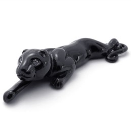 Black Lion Titanium Pendant With Rhinestones