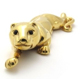 Titanium Gold Lion Pendant With Zircons