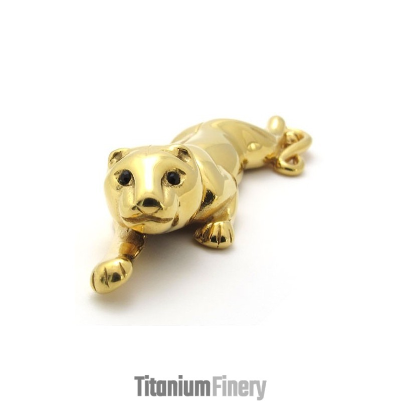 Titanium Gold Lion Pendant With Zircons Titanium Gold Lion Pendant With Zircons