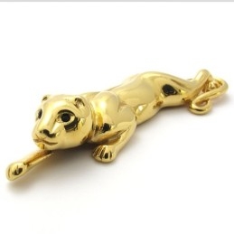 Titanium Gold Lion Pendant With Zircons