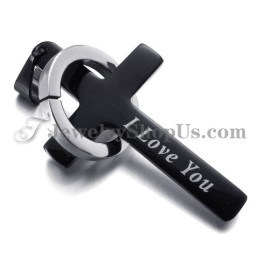 Black Titanium Cross And Circle Pendant