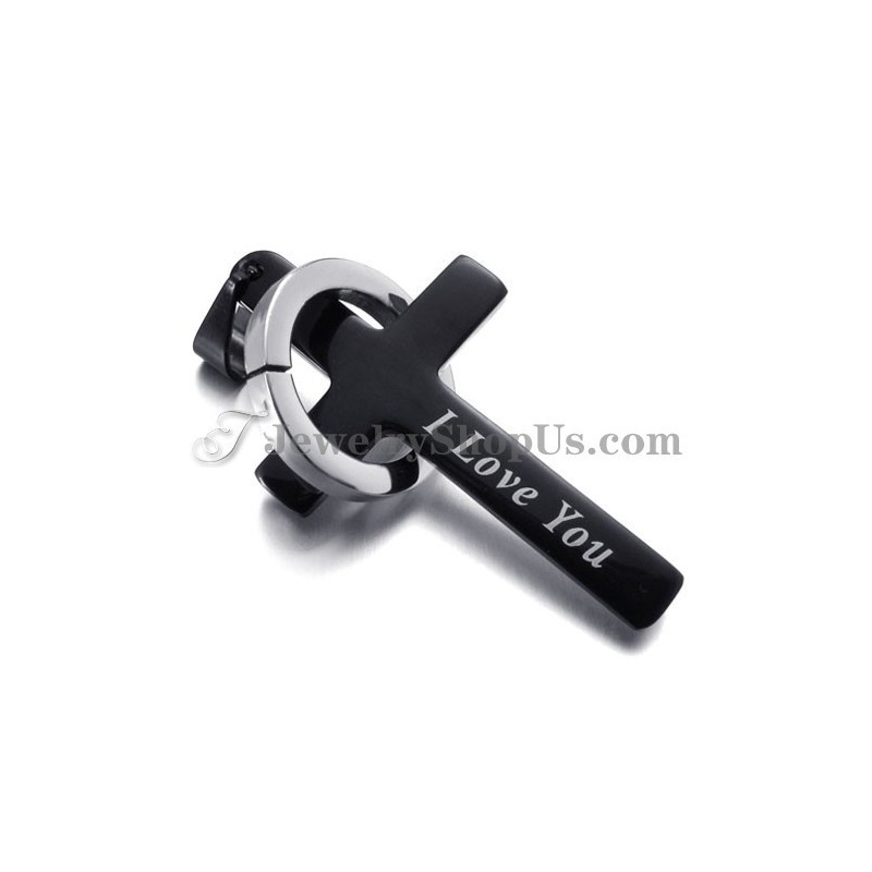 Black Titanium Cross And Circle Pendant