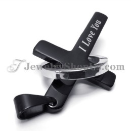 Black Titanium Cross And Circle Pendant