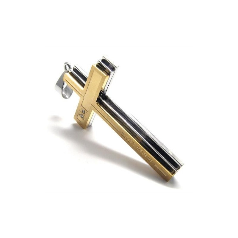 Golden & Silver Pure Titanium Cross Necklace Pendant