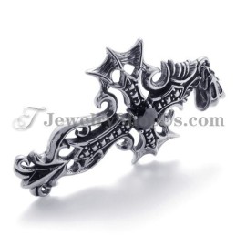 Cross Titanium Pendant With Black Zircon
