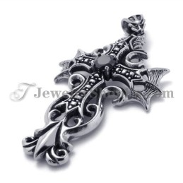 Cross Titanium Pendant With Black Zircon