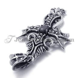 Cross Titanium Pendant With Black Zircon