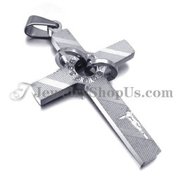 Cross Titanium Pendant With Circles Rhinestones