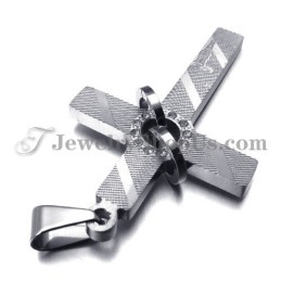 Cross Titanium Pendant With Circles Rhinestones