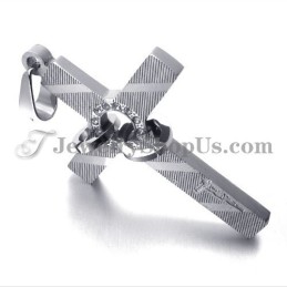 Cross Titanium Pendant With Circles Rhinestones