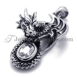 Dragon Titanium Pendant With Zircon