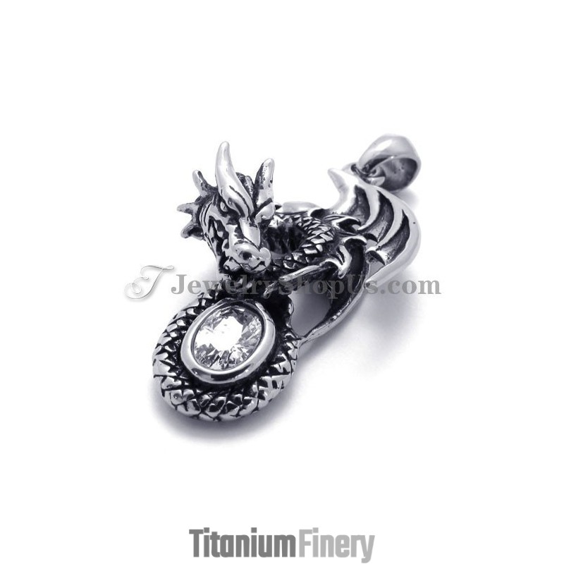 Dragon Titanium Pendant With Zircon Dragon Titanium Pendant With Zircon
