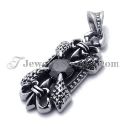 Elegant Titanium Pendant With Black Zircon