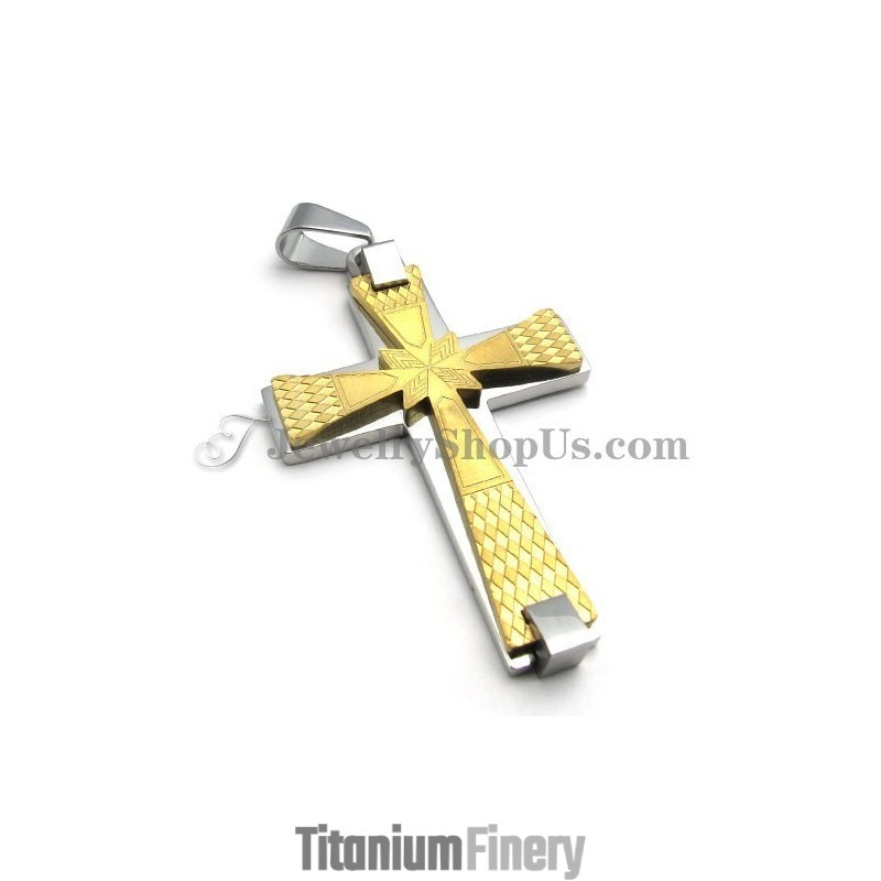Elegant Gold Titanium Cross Pendant Elegant Gold Titanium Cross Pendant