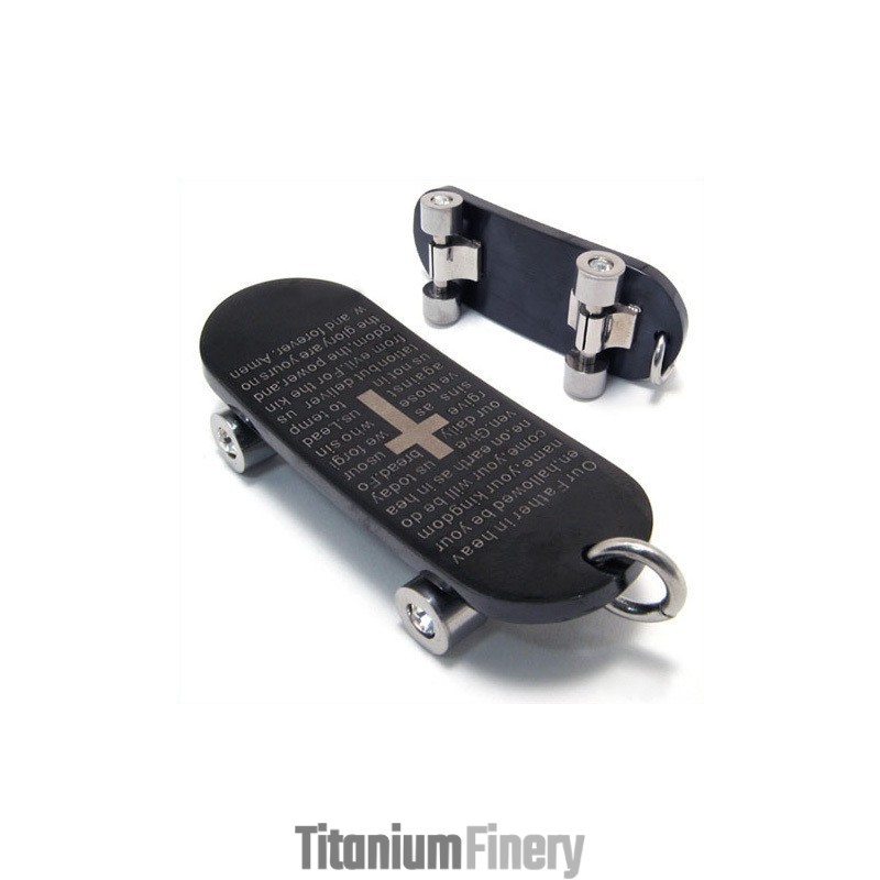 Men's Pure Titanium Skateboard Pendant Cross Necklace Men's Pure Titanium Skateboard Pendant Cross Necklace