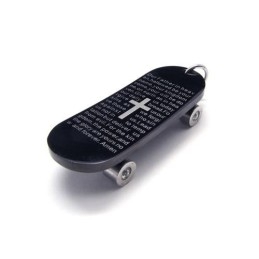 Men's Pure Titanium Skateboard Pendant Cross Necklace