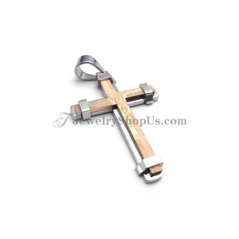 Gorgeous Rose Gold And Silver Titanium Cross Pendant Gorgeous Rose Gold And Silver Titanium Cross Pendant