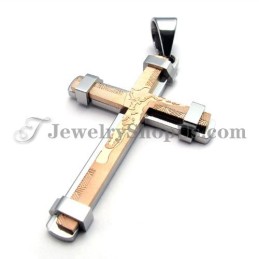Gorgeous Rose Gold And Silver Titanium Cross Pendant
