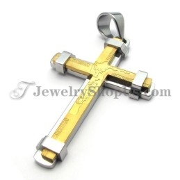 Gorgeous Gold And Silver Titanium Cross Pendant