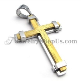 Gorgeous Gold And Silver Titanium Cross Pendant