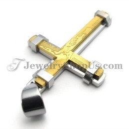 Gorgeous Gold And Silver Titanium Cross Pendant