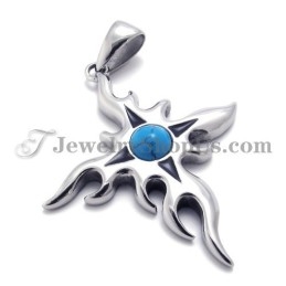 Fashion Titanium Pendant With Blue Zircon
