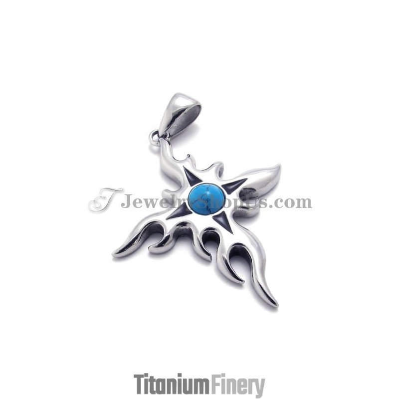 Fashion Titanium Pendant With Blue Zircon