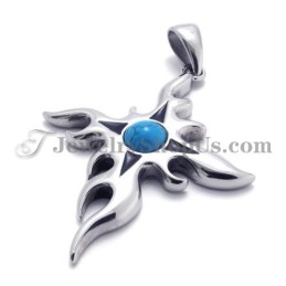 Fashion Titanium Pendant With Blue Zircon