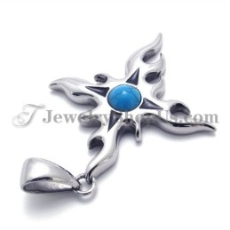 Fashion Titanium Pendant With Blue Zircon