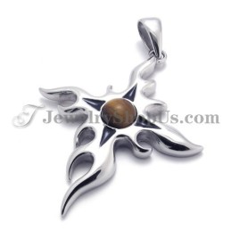 Fashion Titanium Pendant With Brown Zircon