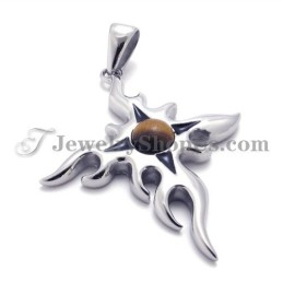 Fashion Titanium Pendant With Brown Zircon