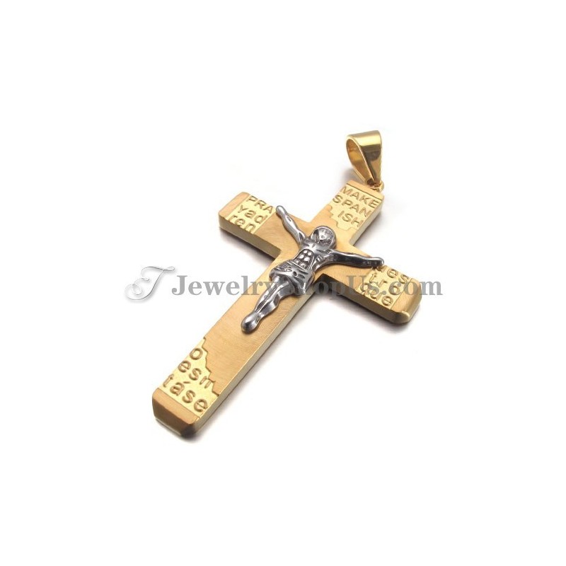 Gorgeous Gold Titanium Cross Of Jesus Pendant Gorgeous Gold Titanium Cross Of Jesus Pendant