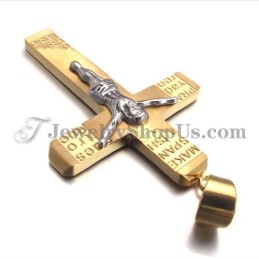Gorgeous Gold Titanium Cross Of Jesus Pendant