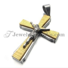 Elegant Titanium Gold Cross Of Jusus Pendant