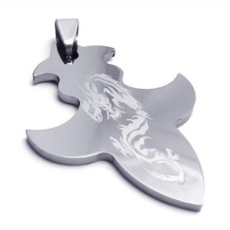 Men's Tungsten Steel Cross Dragon Pendant Necklace (New)