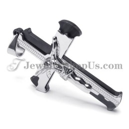 Classical Black Titanium Cross Of Jesus Pendant