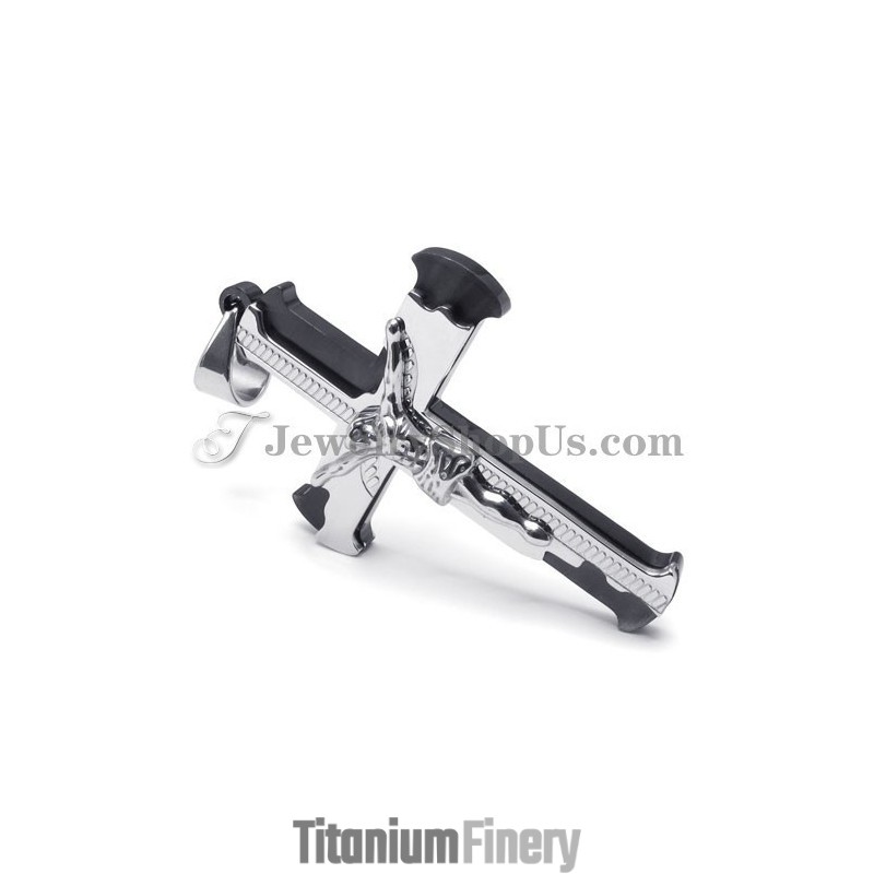 Classical Black Titanium Cross Of Jesus Pendant Classical Black Titanium Cross Of Jesus Pendant