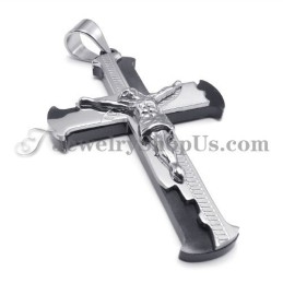 Classical Black Titanium Cross Of Jesus Pendant
