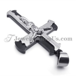 Classical Black Titanium Cross Of Jesus Pendant