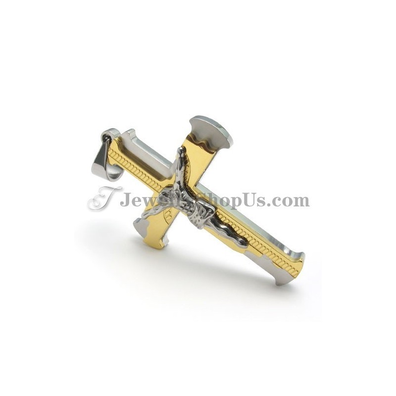 Classical Gold Titanium Cross Of Jesus Pendant