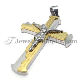 Classical Gold Titanium Cross Of Jesus Pendant