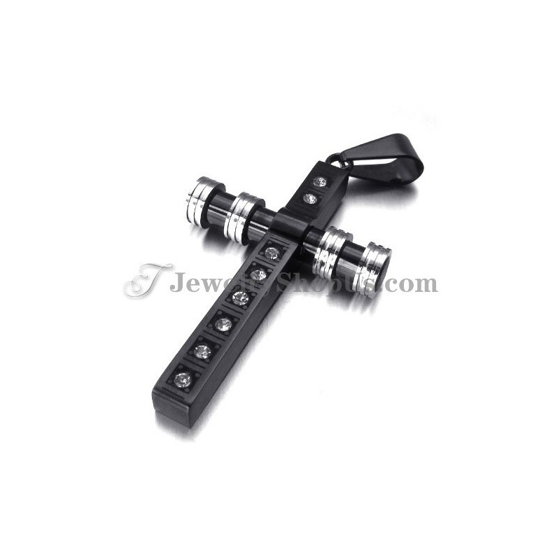 Gorgeous Black Titanium Cross Pendant With Rhinestones Gorgeous Black Titanium Cross Pendant With Rhinestones