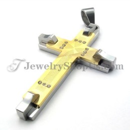 Gorgeous Gold Titanium Cross Rhinestones Pendant